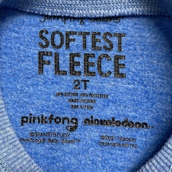 Jumping Beans Baby Shark Softest Fleece Pullover Sweatshirt Size 2T - Picture 4 of 5